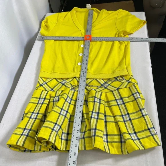 Clueless Cher Horowitz Yellow Plaid Costume Set Jacket Top Skirt Women's LARGE - Picture 16 of 16